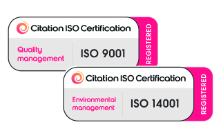 ISO 9001 and ISO 14001 logos