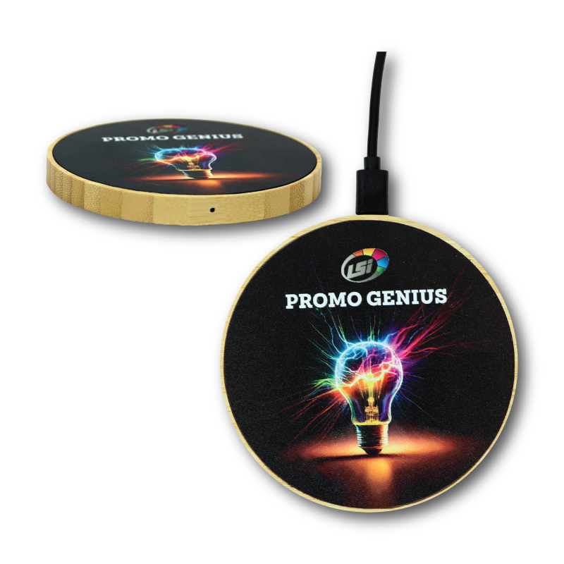 Round LED Light Up Bamboo Charger