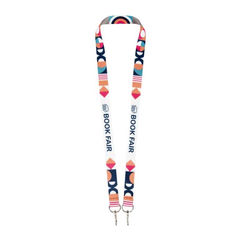 Leia sublimation RPET lanyard with 2 keyrings - White