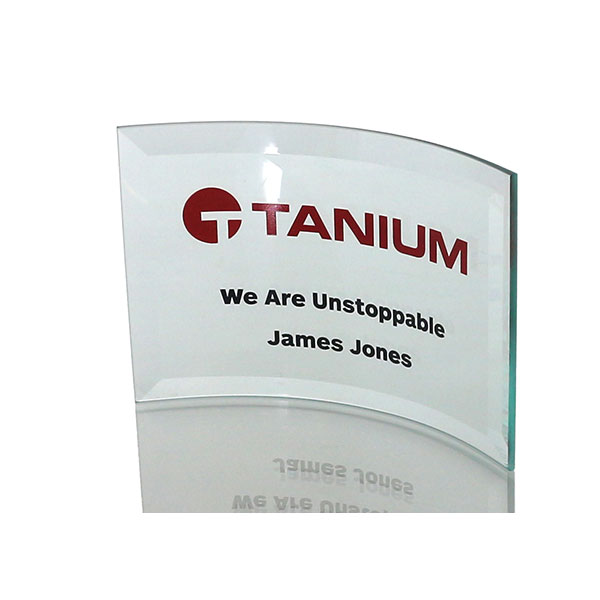10 x 14.5cm Jade Glass Bevelled Crescent Award - Engraved