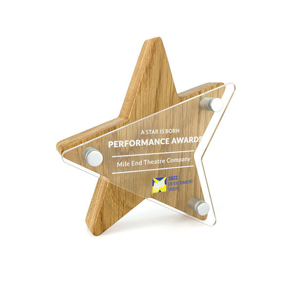 Solid Oak Star With Acrylic Face Plate