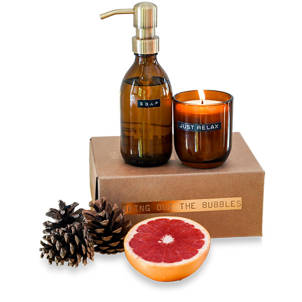 Wellmark Discovery Hand Soap Dispenser and Scented Candle Set
